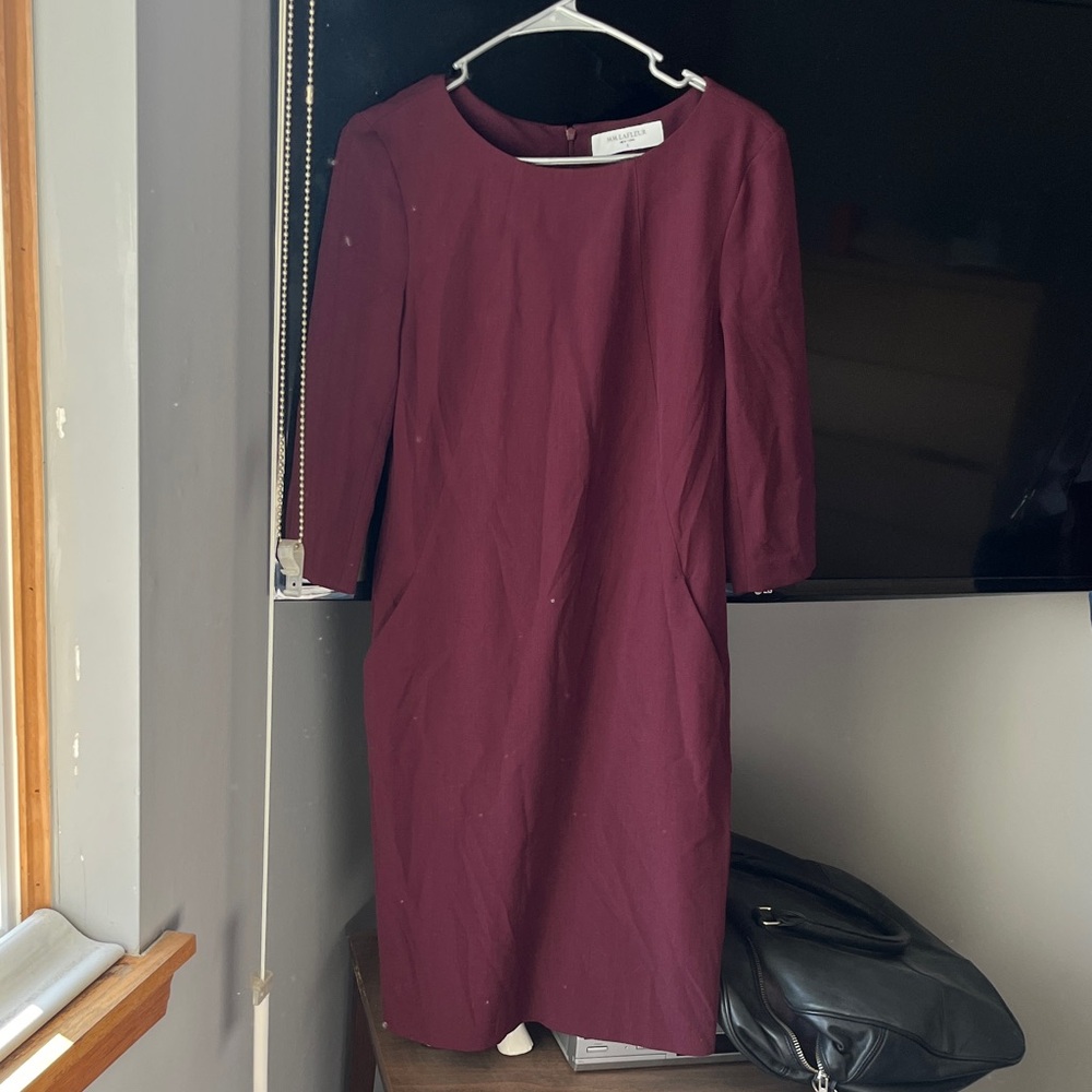 MM.LAFLEUR Deep Burgundy Long Sleeve Dress